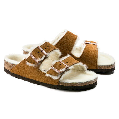 BIRKENSTOCK Arizona VL Shearling MINK 00491: коричневий сандалі унісекс