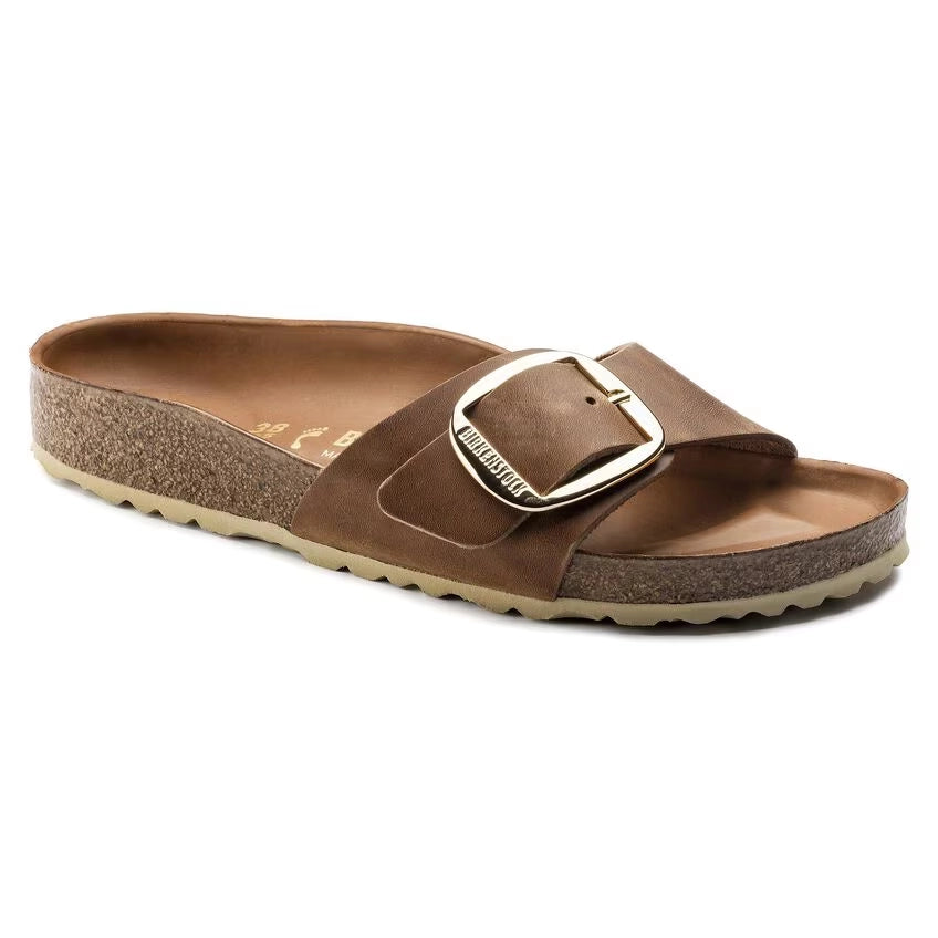 BIRKENSTOCK | SANDALIAS | MUJER | MADRID BIG BUCKLE LEOI COGNAC HEX | MARRÓN