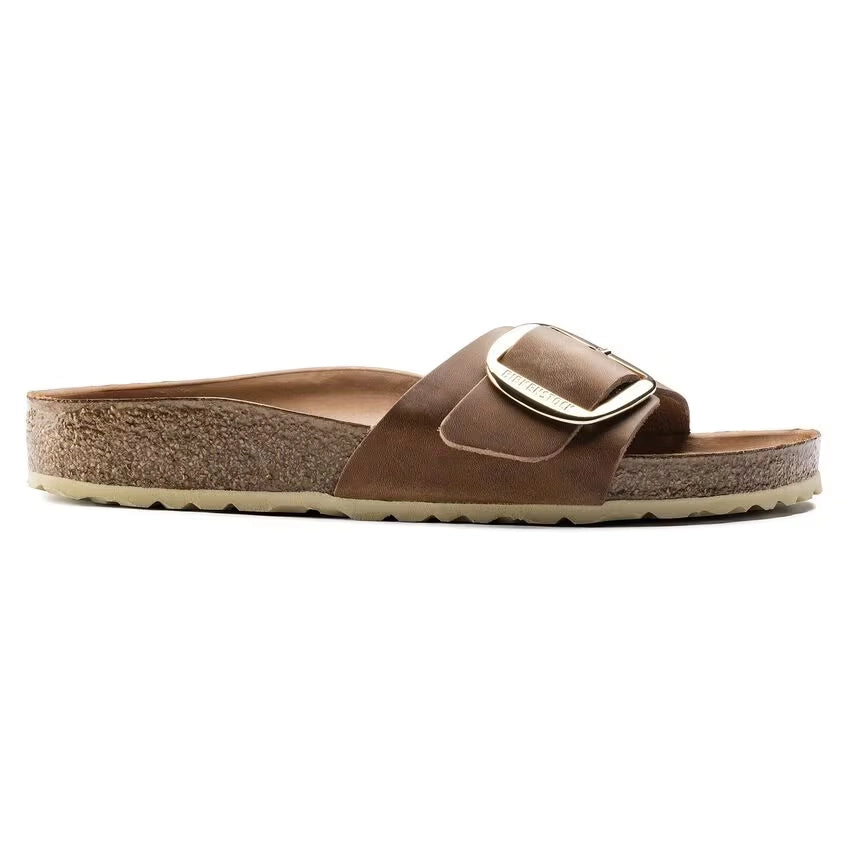 BIRKENSTOCK | SANDALIAS | MUJER | MADRID BIG BUCKLE LEOI COGNAC HEX | MARRÓN