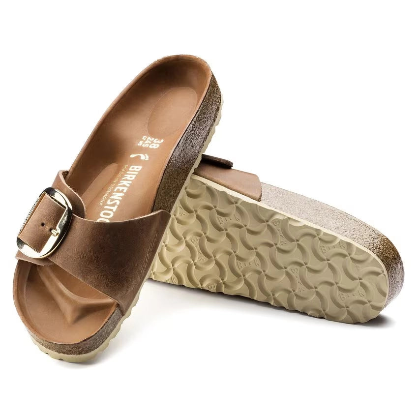 BIRKENSTOCK | SANDALIAS | MUJER | MADRID BIG BUCKLE LEOI COGNAC HEX | MARRÓN