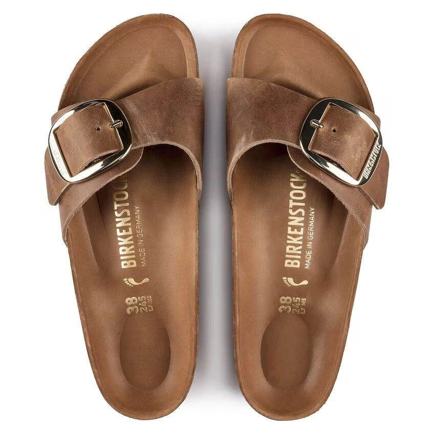 BIRKENSTOCK | SANDALIAS | MUJER | MADRID BIG BUCKLE LEOI COGNAC HEX | MARRÓN