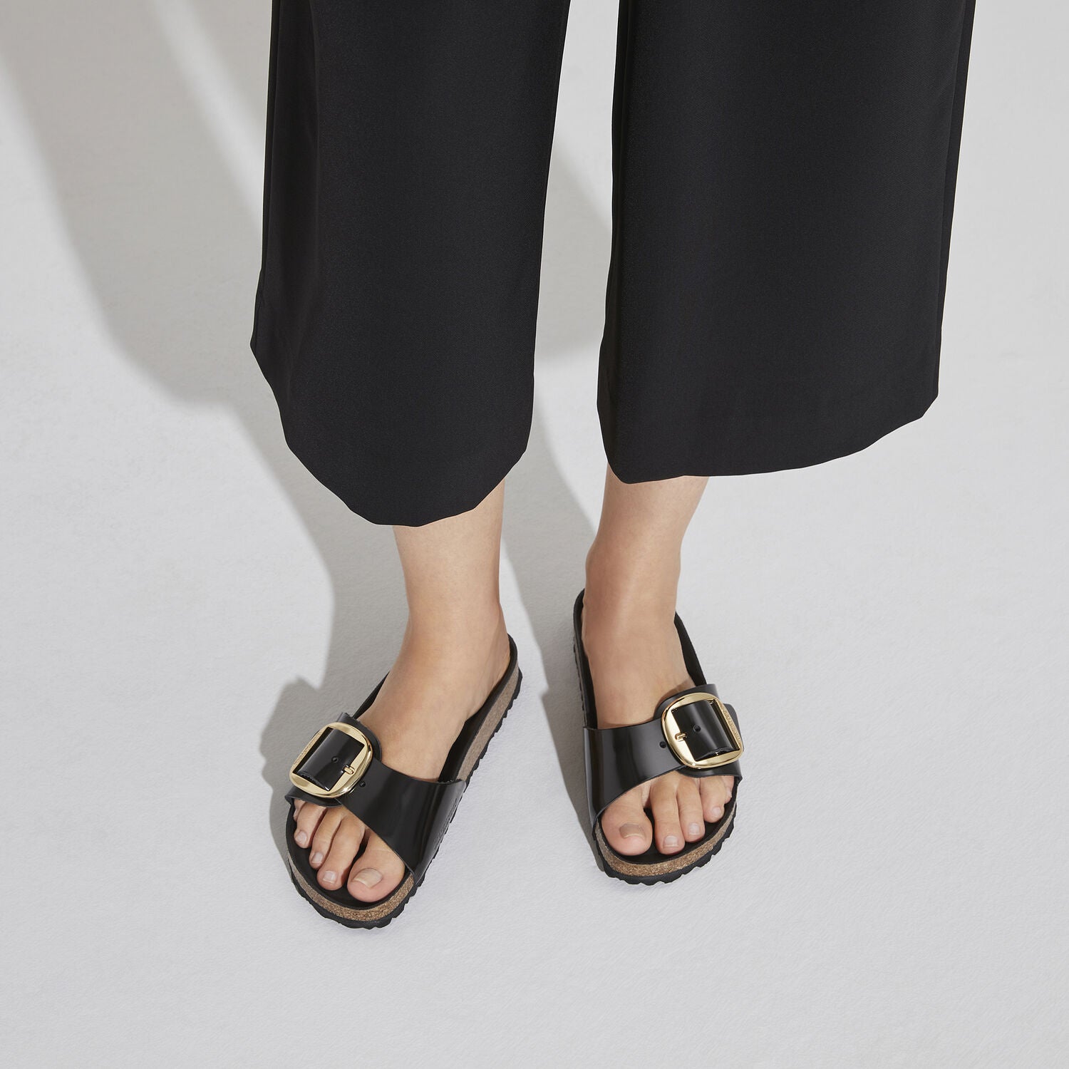 BIRKENSTOCK Madrid BB LENA HIGH Shine Black HEX: black sandals for women
