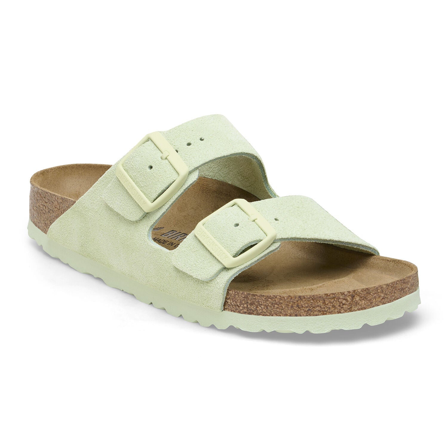 BIRKENSTOCK Arizona Suede Leather Faded LIME: зеленый сандалии для женщин