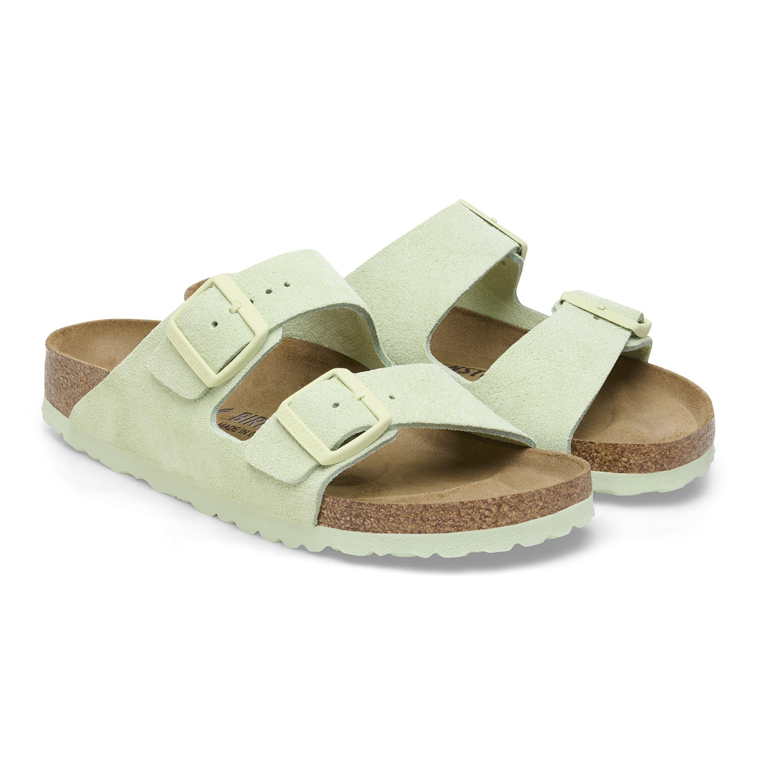 BIRKENSTOCK Arizona Suede Leather Faded LIME: grön sandaler för dam