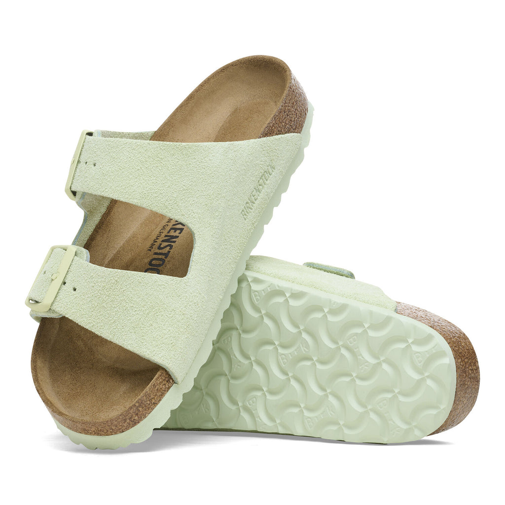 BIRKENSTOCK Arizona Suede Leather Faded LIME: зеленый сандалии для женщин