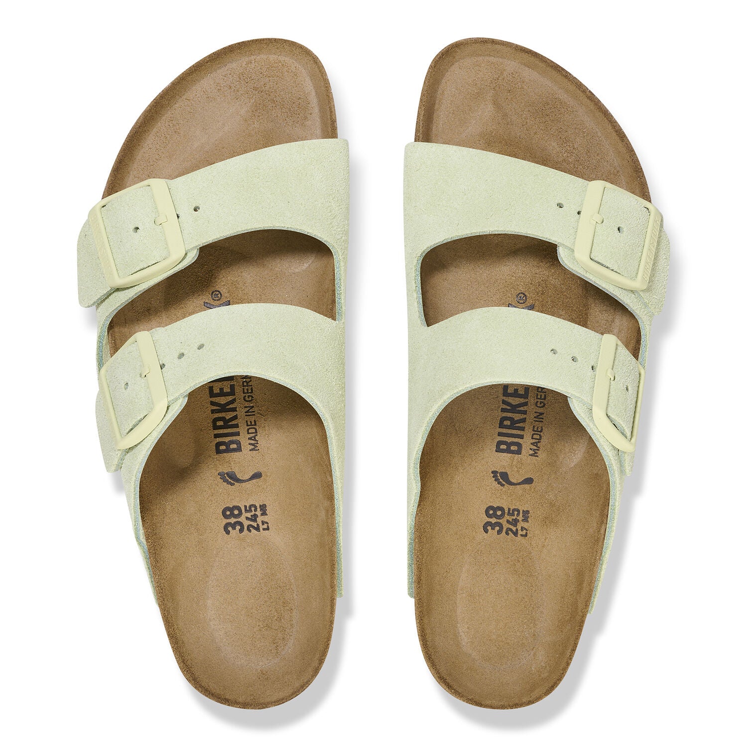 BIRKENSTOCK Arizona Suede Leather Faded LIME: зеленый сандалии для женщин