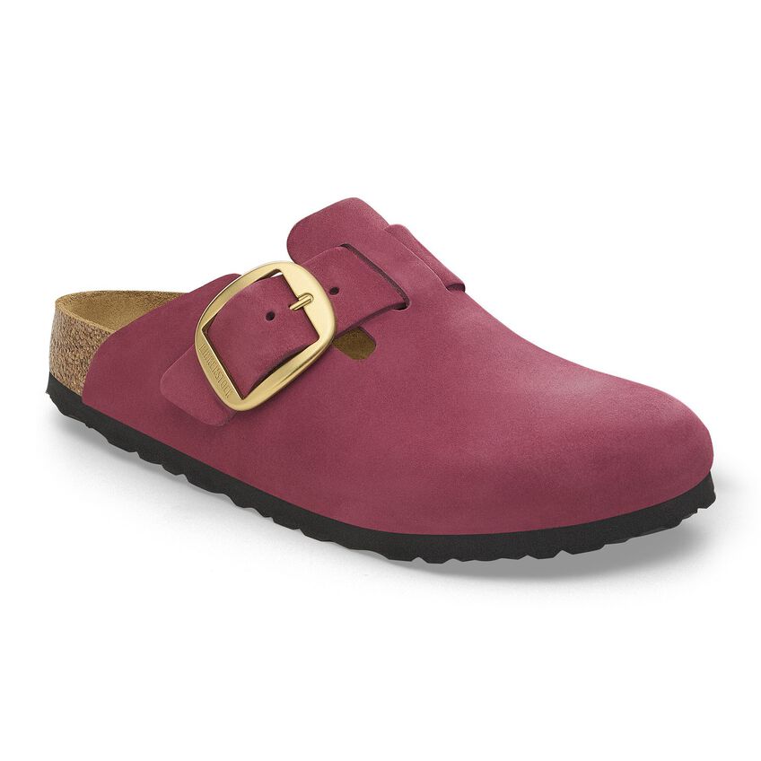 BIRKENSTOCK Boston BIG Buckle FUR Berry Crush: rose sabots pour femme
