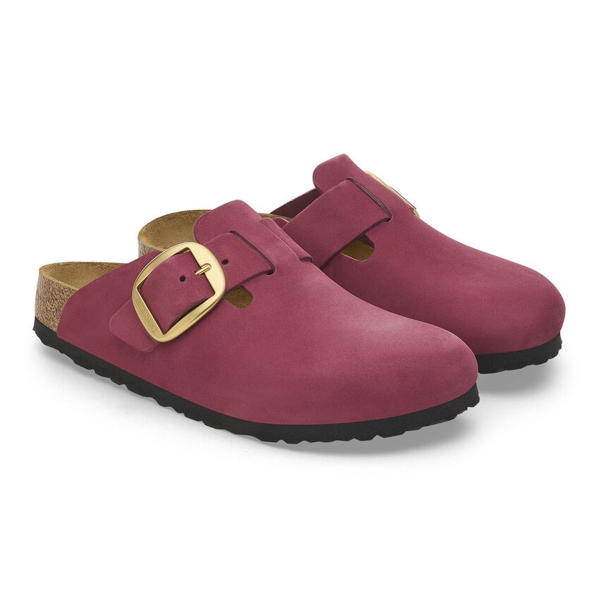 BIRKENSTOCK Boston BIG Buckle FUR Berry Crush: rose sabots pour femme