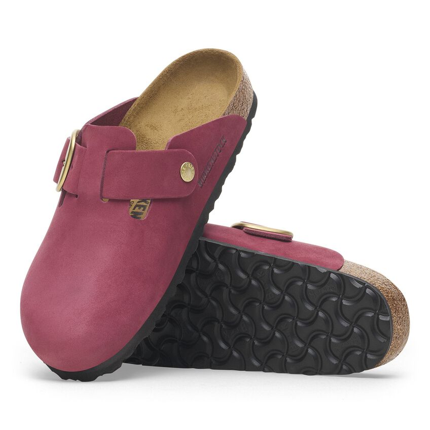 BIRKENSTOCK Boston BIG Buckle FUR Berry Crush: rose sabots pour femme