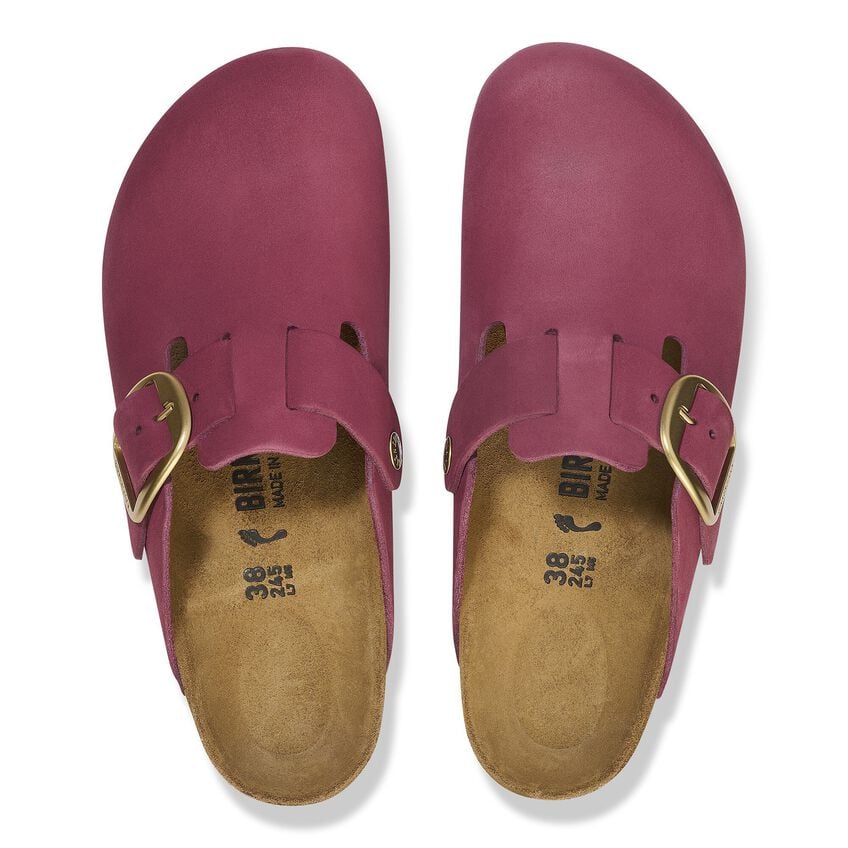 BIRKENSTOCK Boston BIG Buckle FUR Berry Crush: rose sabots pour femme