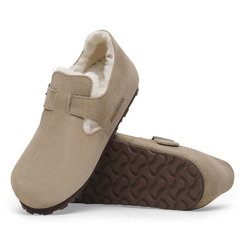 BIRKENSTOCK London LANA de Borrego Taupe: beige sandaler för dam