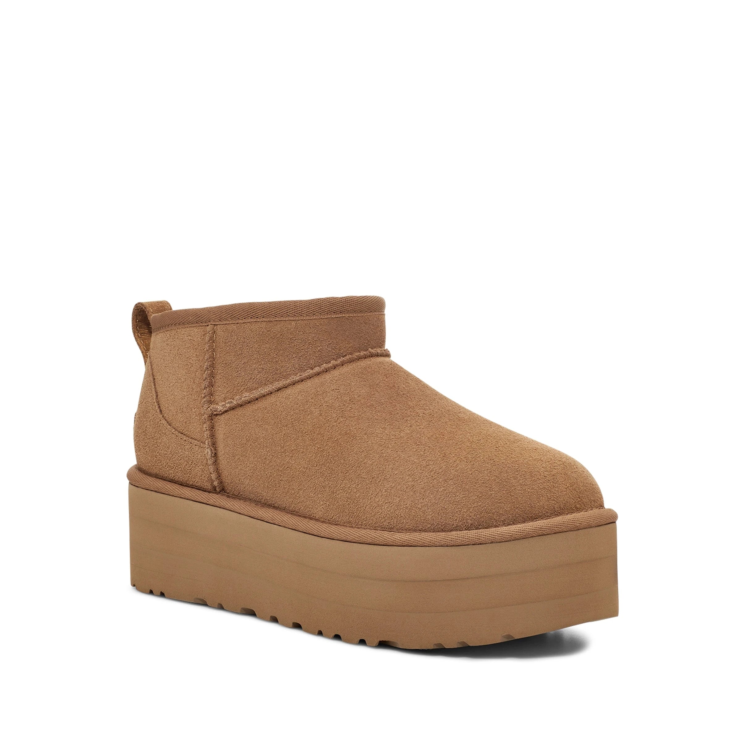 UGG W Classic Ultra MINI Platform CHE Chestnut: brown ankle boots for women