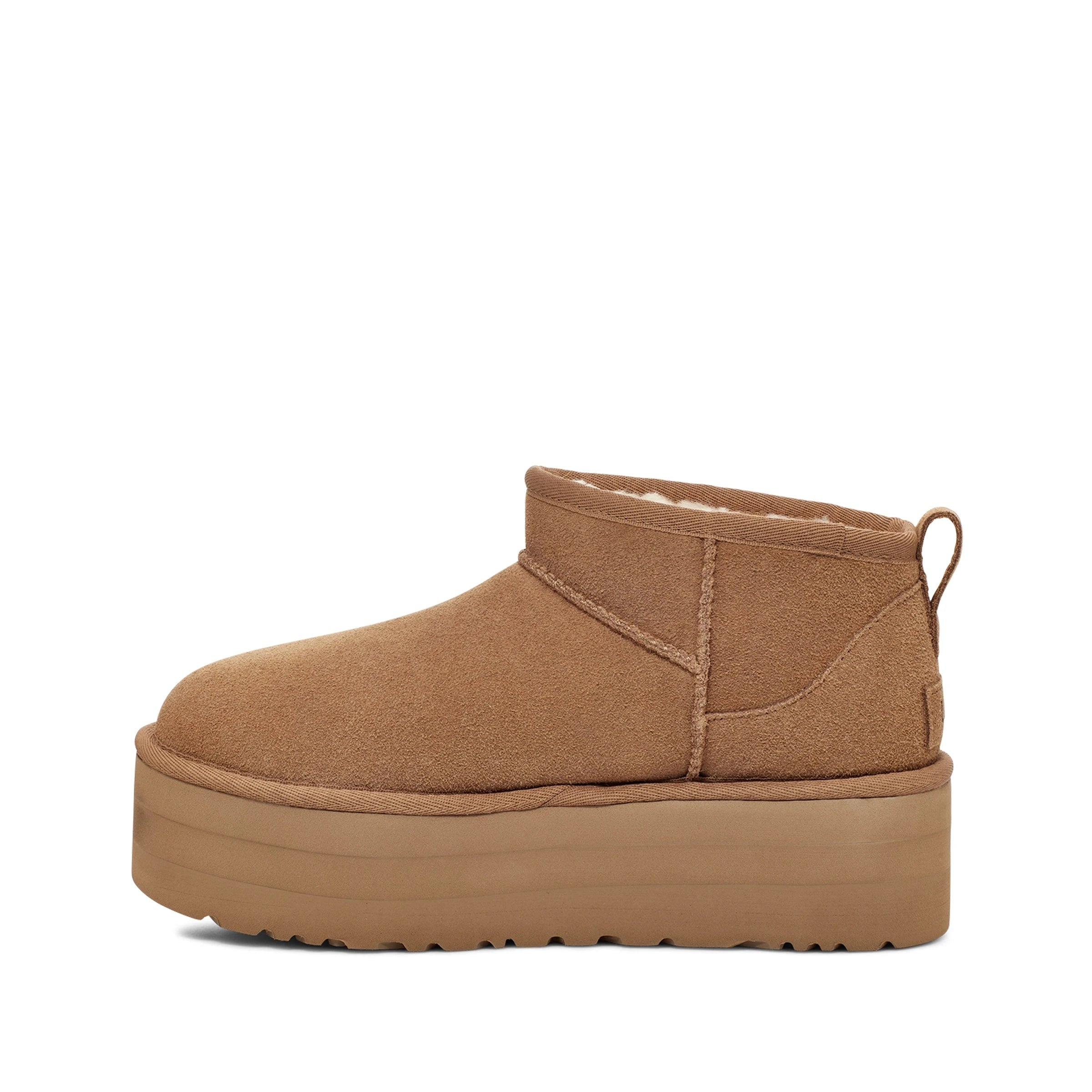 UGG W Classic Ultra MINI Platform CHE Chestnut: brown ankle boots for women