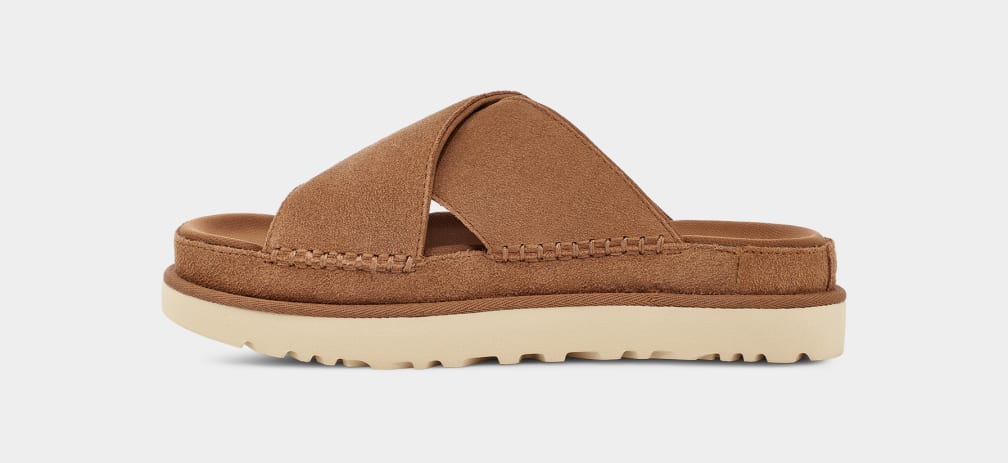 UGG W Goldenstar Cross Slide Chestnut: marró sandàlies per a dona