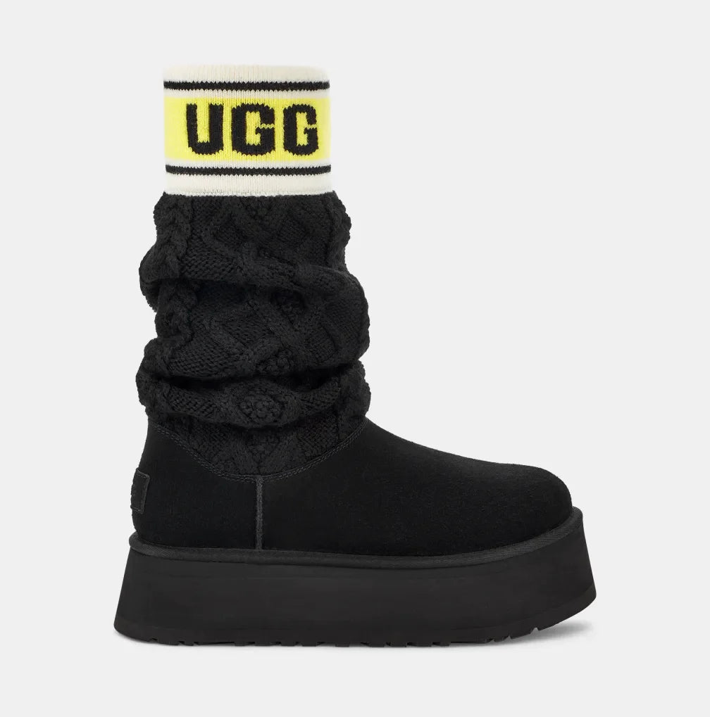 UGG W Classic Sweater Letter TALL Black: zwart laarzen voor dames