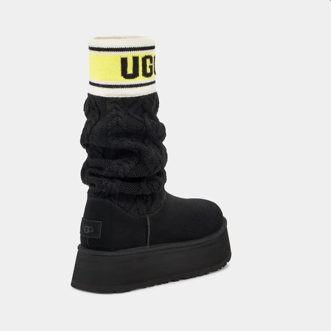 UGG W Classic Sweater Letter TALL Black: zwart laarzen voor dames