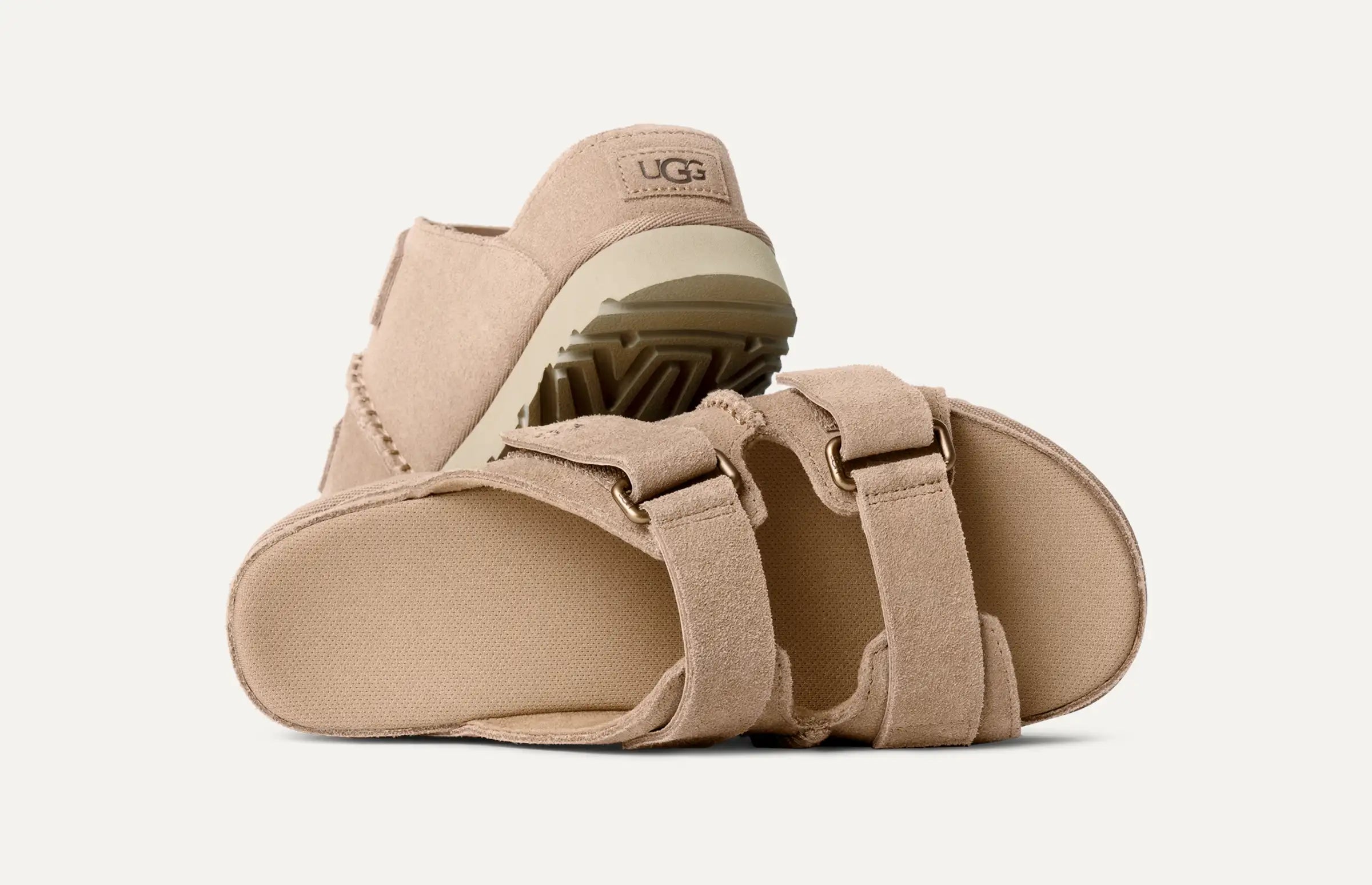 UGG W Goldenstar HIGH Slide: beige sandals for women