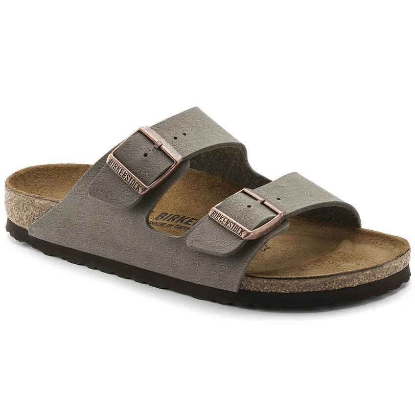 BIRKENSTOCK Arizona Birko-flor Nubuck Stone, серый сандалии унисекс в Tascón