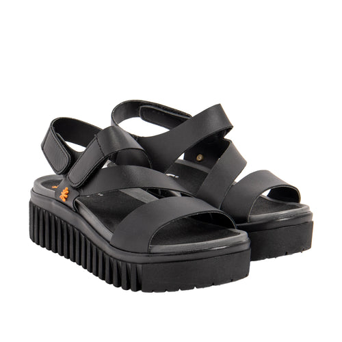 ART Brighton Nappa Black: schwarz Sandalen für Damen