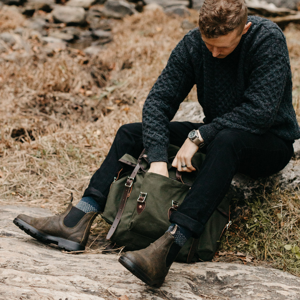 BLUNDSTONE | BOTINES CHELSEA | UNISEX | BOTA CHELSEA ICÓNICA ENCERADA VERDE OLIVA | VERDE