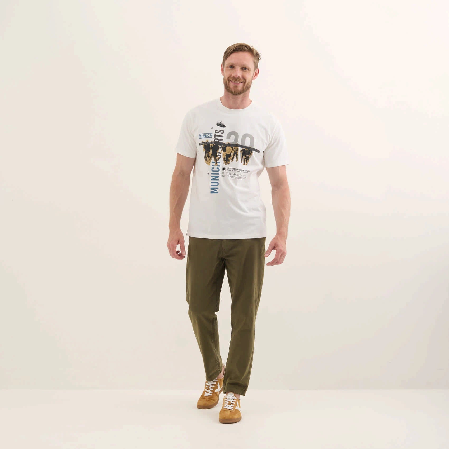 MUNICH Regular T-shirt George: white T-shirt for men