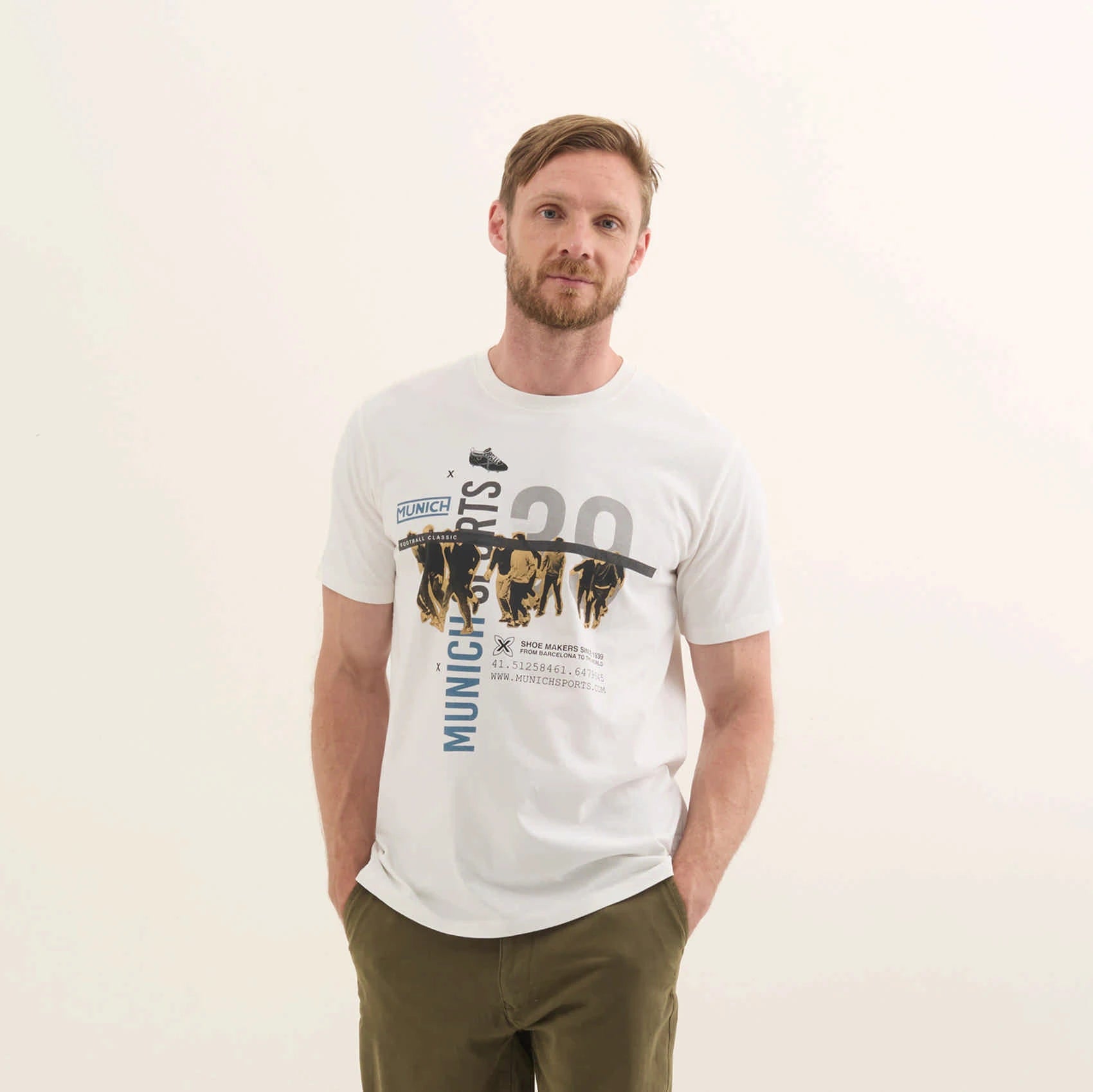 MUNICH Regular T-shirt George: white T-shirt for men