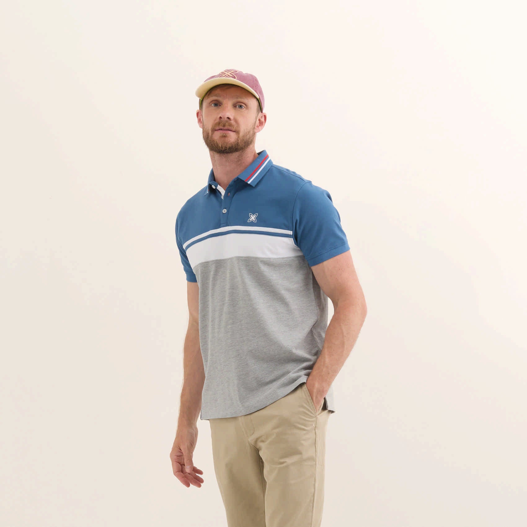 MUNICH POLO Stripes: blue polo for men