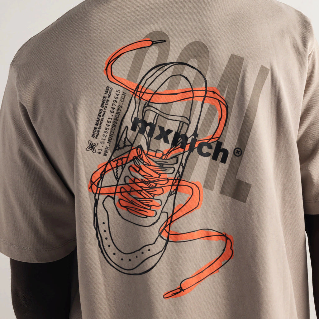 MUNICH Oversize T-shirt Laces Stone: grigio T-shirt da uomo