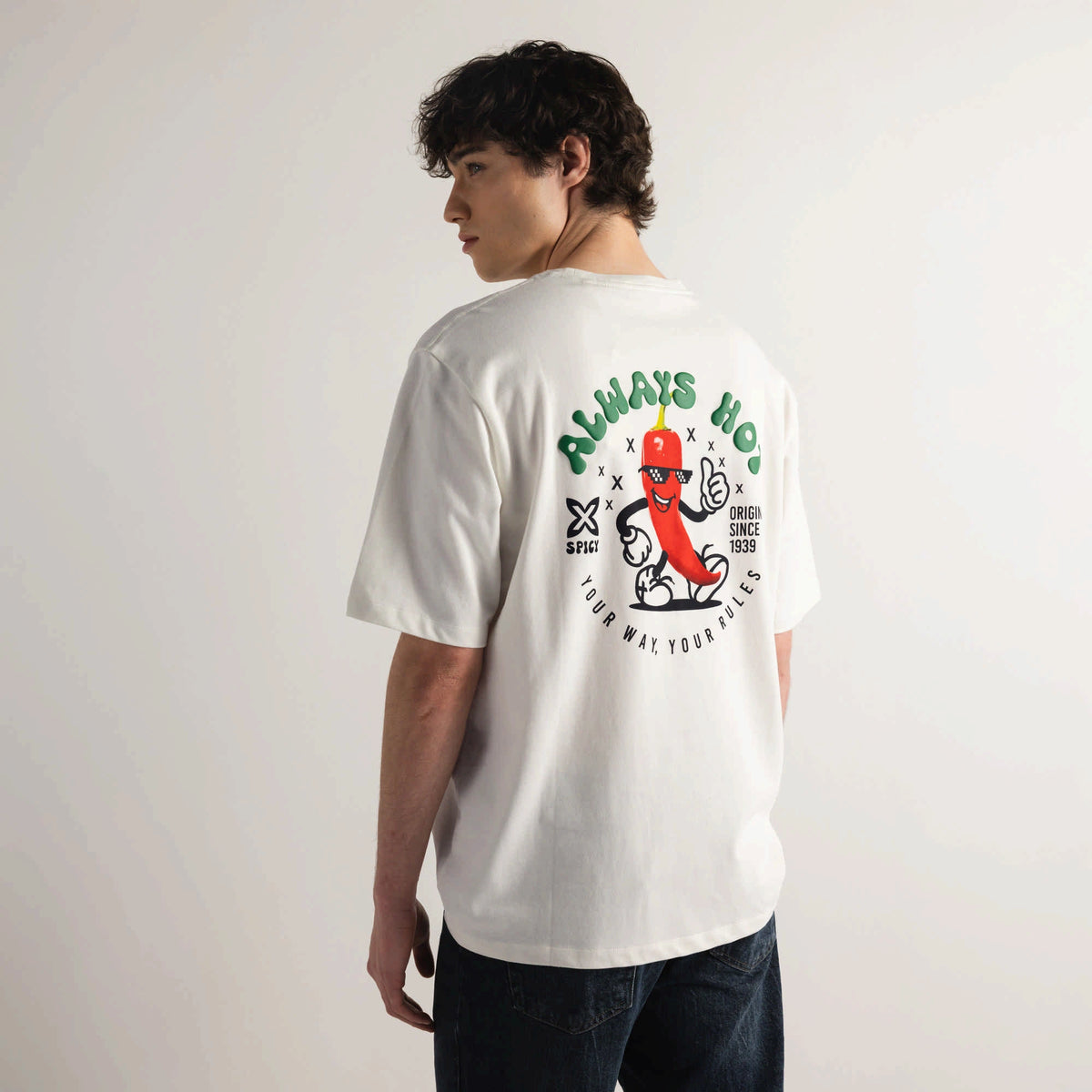 MUNICH Oversize T-shirt Chilly OFF White: wit T-shirt voor heren