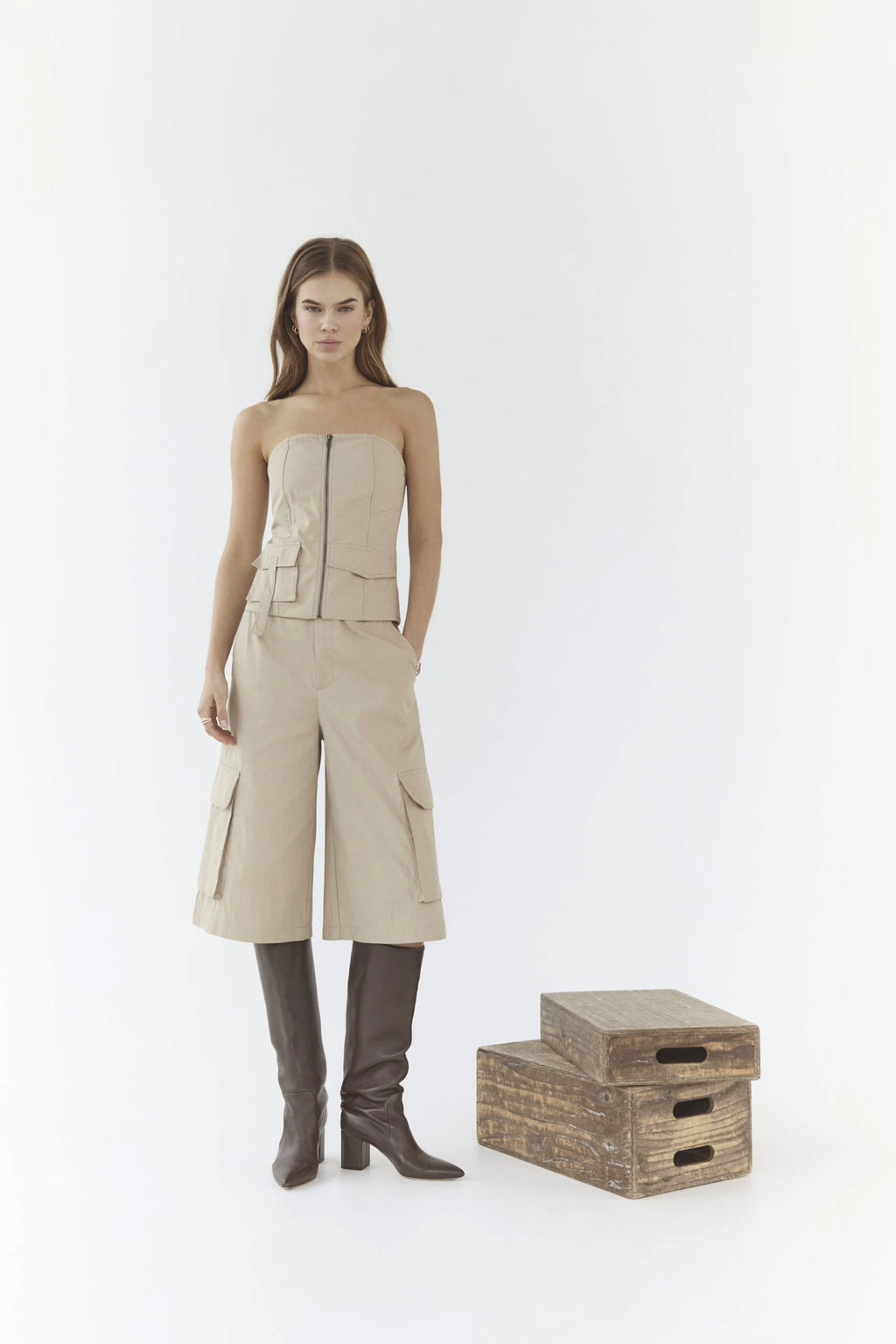 COCOUTURE | PANTALONES CORTOS | MUJER | KESHACC BERMUDA BISQUIT | BEIGE