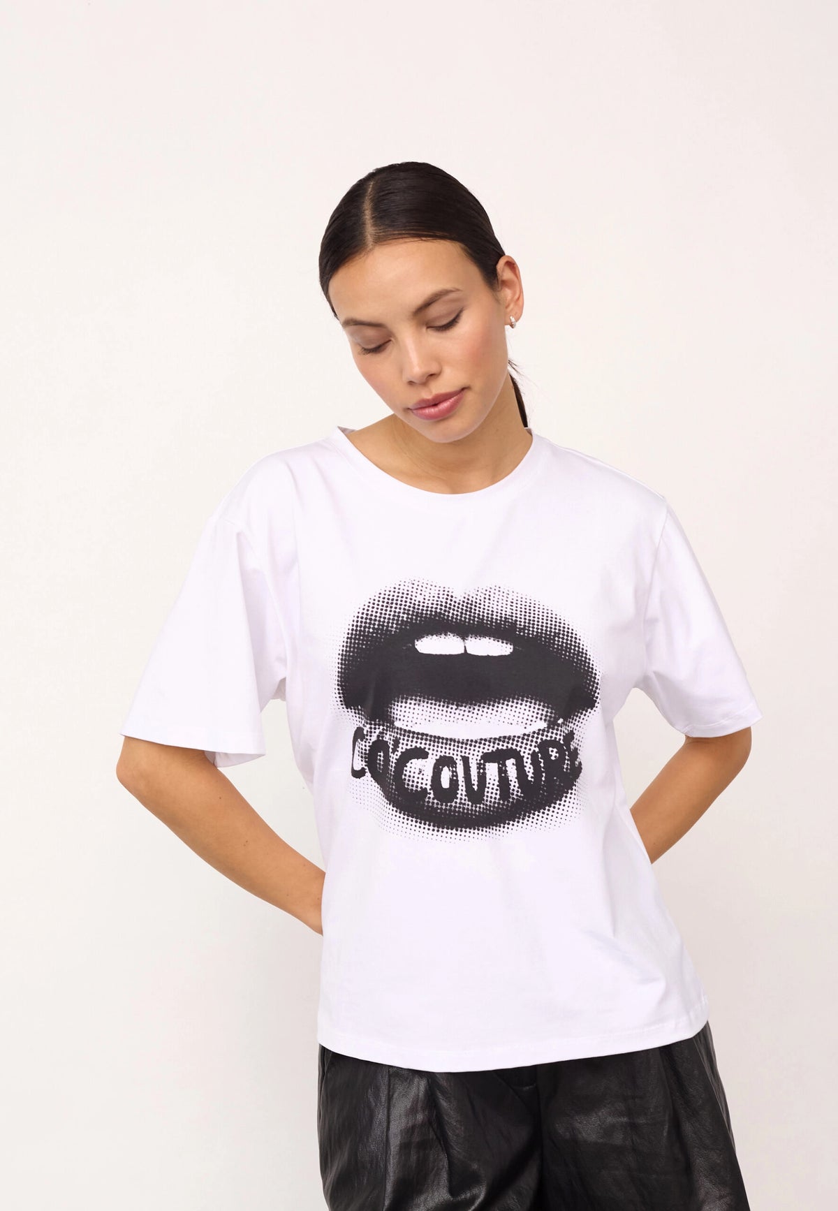 COCOUTURE Lipcc COCO BOX TEE White: bianco T-shirt da donna