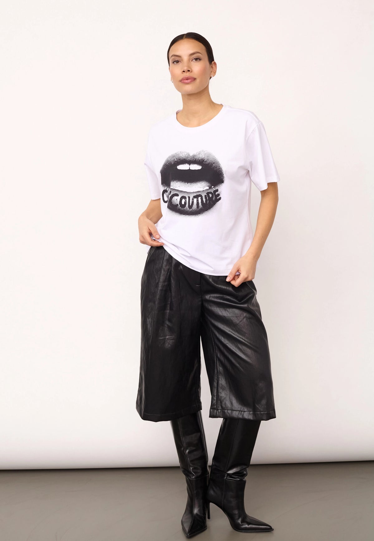 COCOUTURE Lipcc COCO BOX TEE White: bianco T-shirt da donna