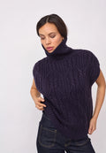 COCOUTURE 32222 Rowcc Oversize Cable KNIT VEST NAVY: bleu pull pour femme