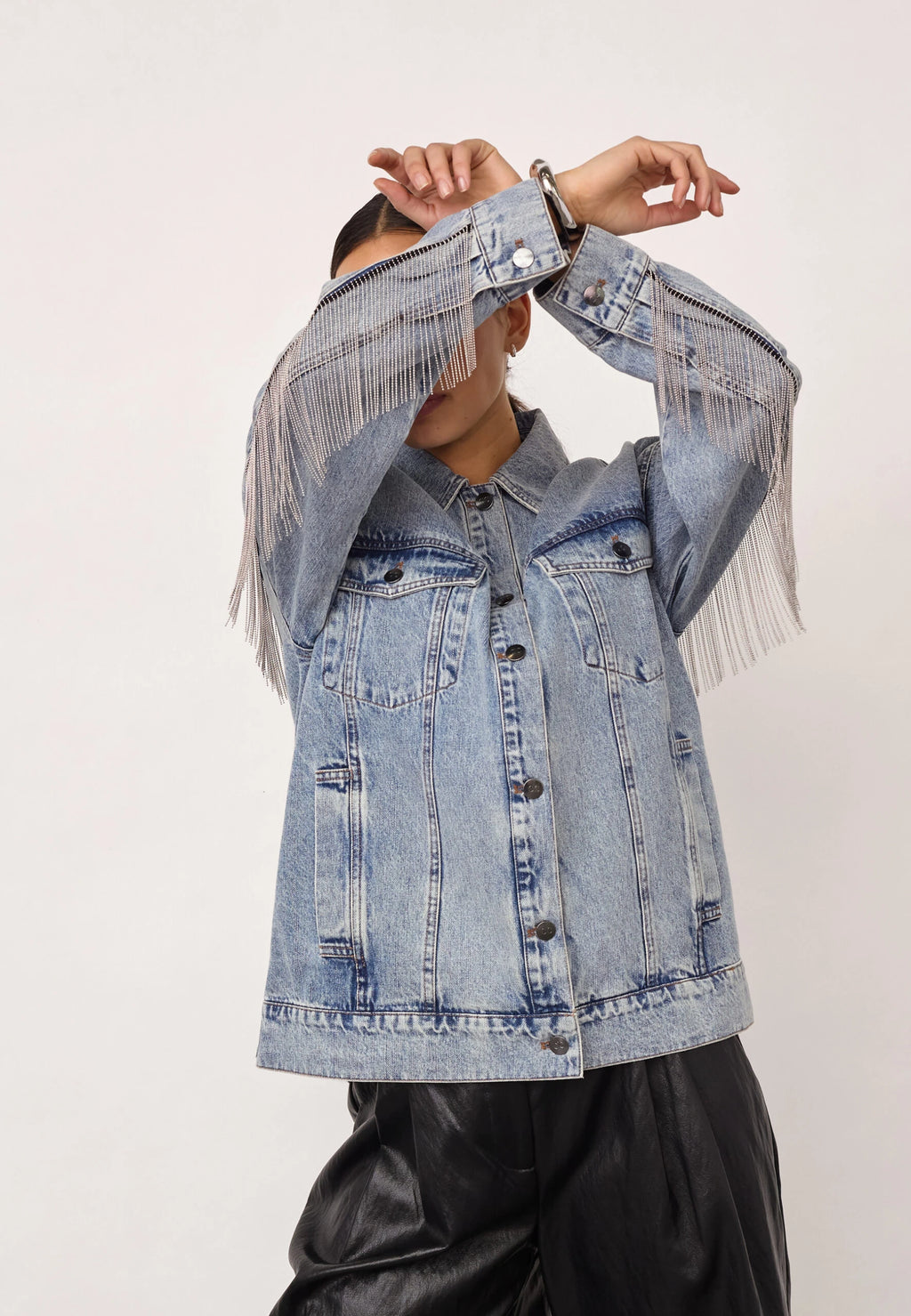 COCOUTURE Denicecc Denim Fringe Jacket Bleach Denim: blau Jacke für Damen