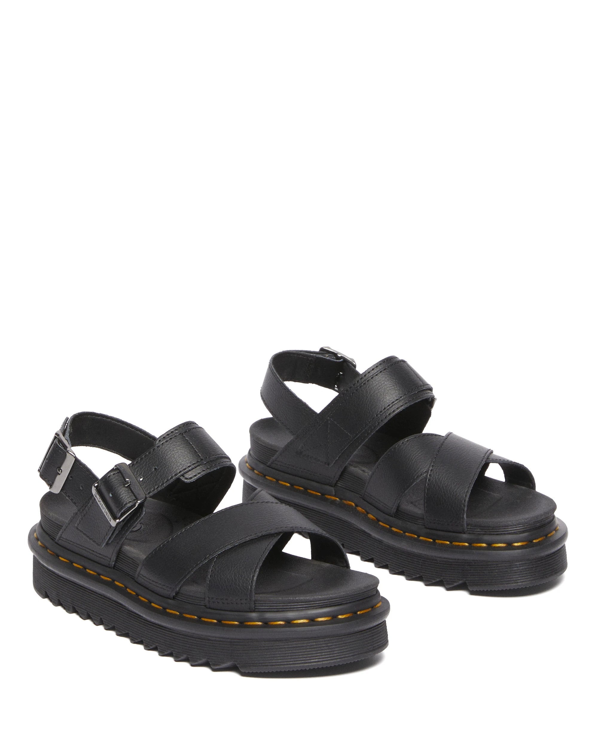 DR. MARTENS VOSS II: black sandals for women