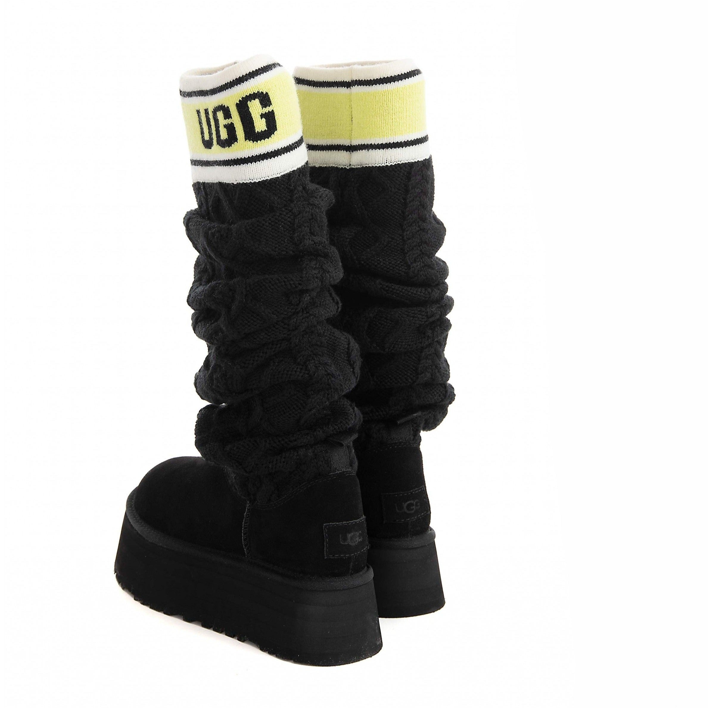 UGG W Classic Sweater Letter TALL Black: zwart laarzen voor dames