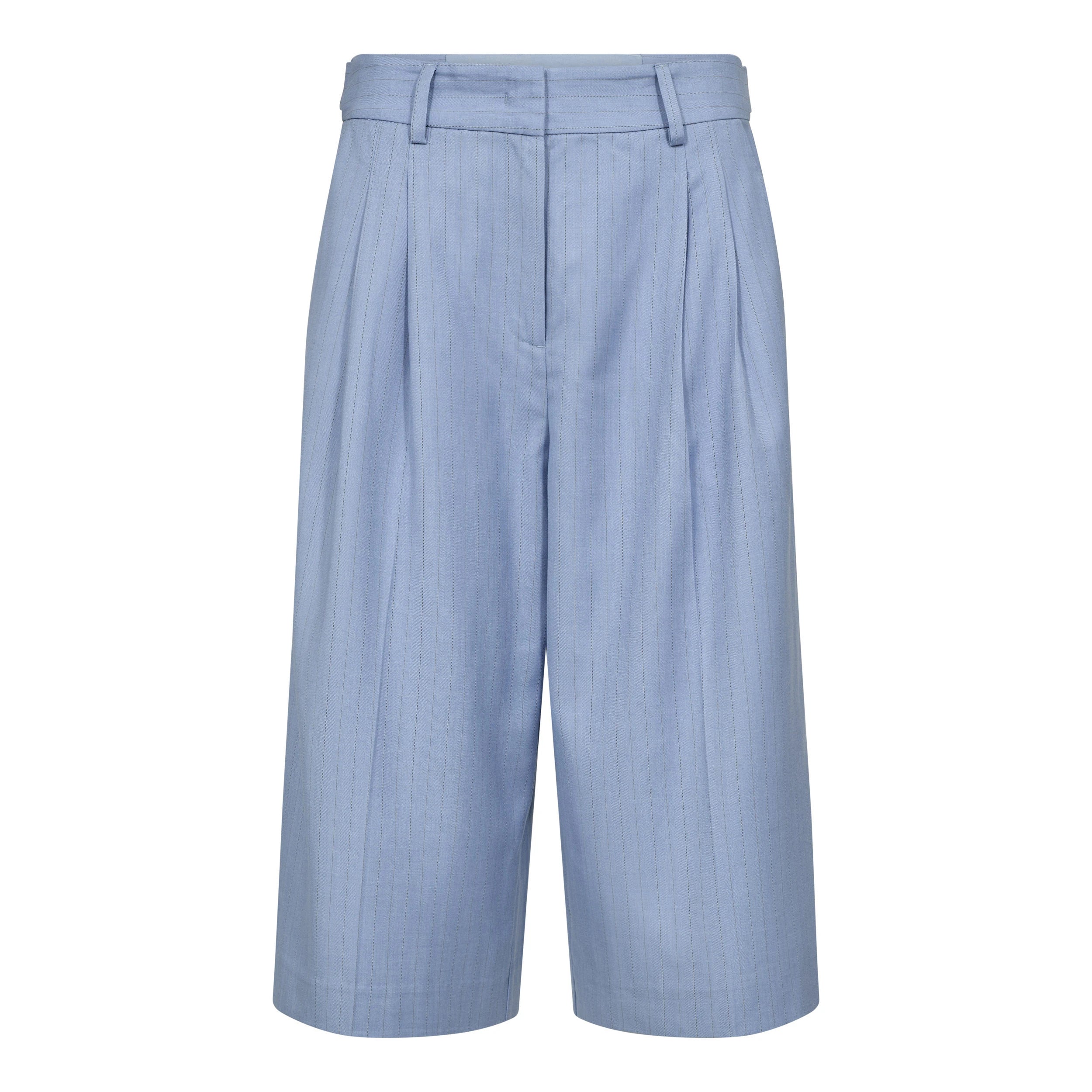 COCOUTURE Kianacc PIN Pleat Bermuda PALE BLUE: blue trousers for women