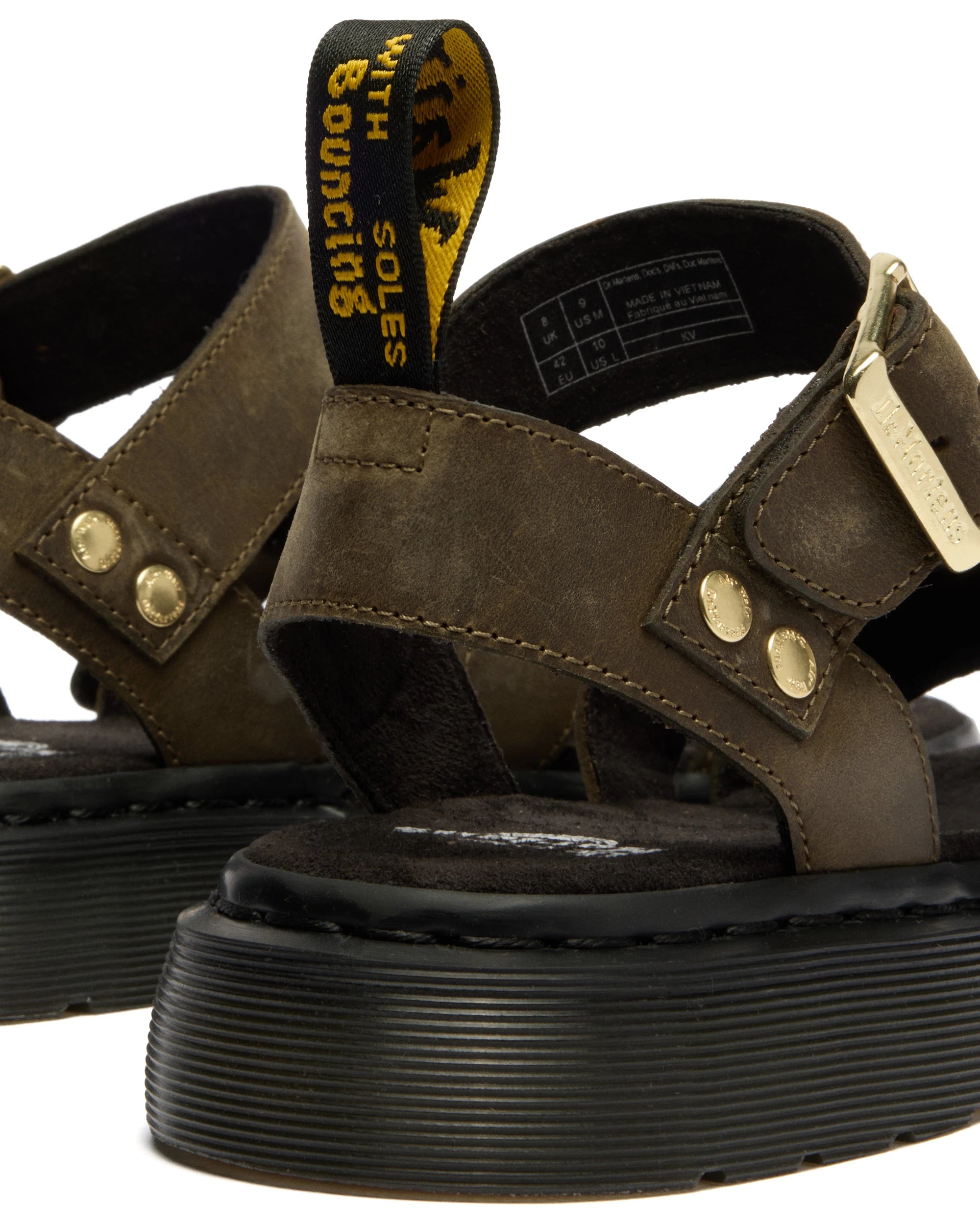 DR. MARTENS Gryphon Strap Sandal: green sandals for women