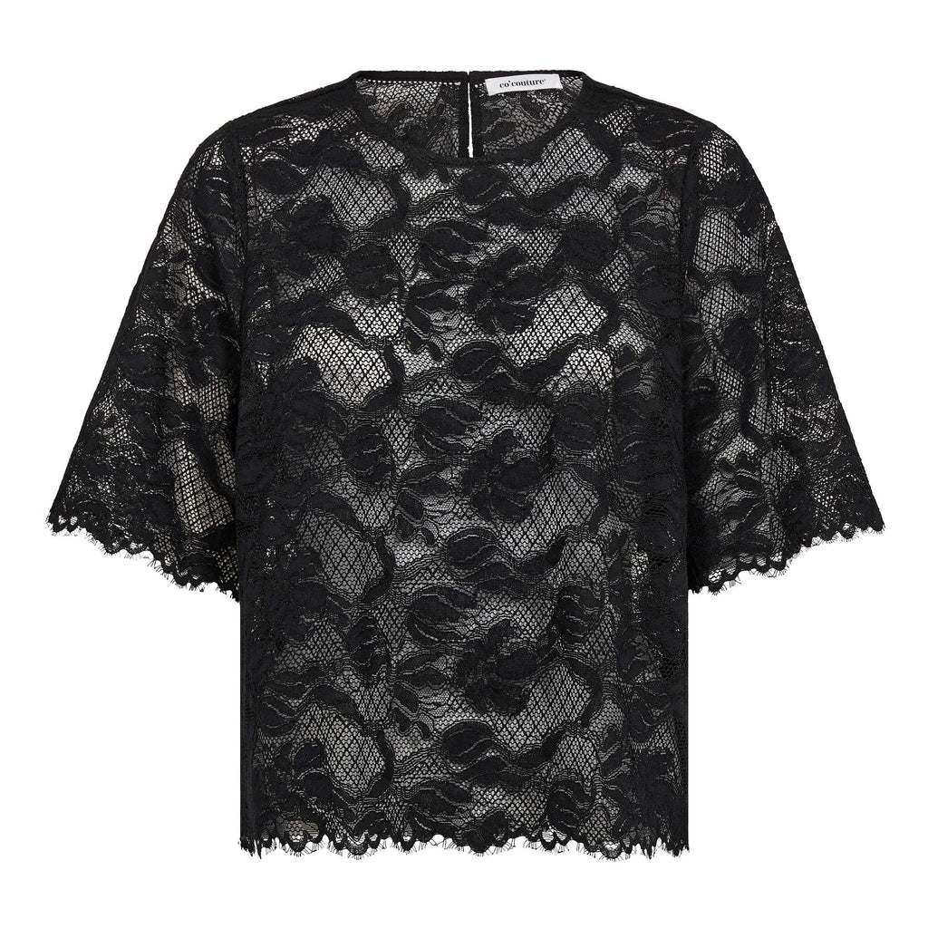 COCOUTURE Lannycc LACE Blouse Black: svart blus för dam
