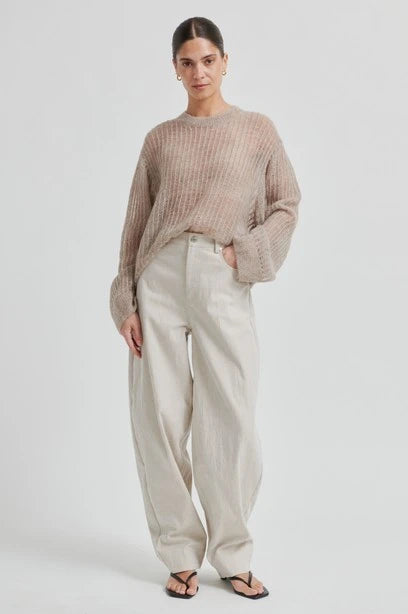 SECOND FEMALE Bacoli Barrel Trousers: beige trousers for women