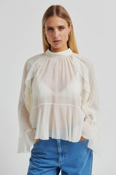 SECOND FEMALE NAJE Frill Blouse: white shirt for women