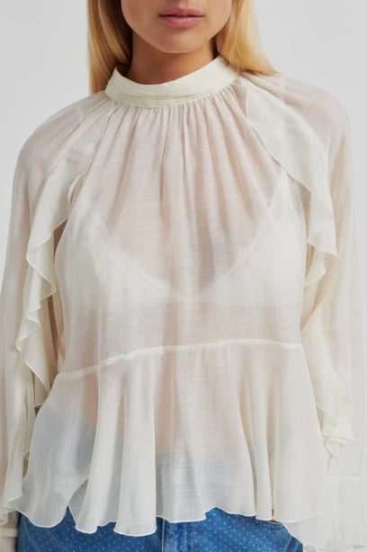 SECOND FEMALE NAJE Frill Blouse: white shirt for women