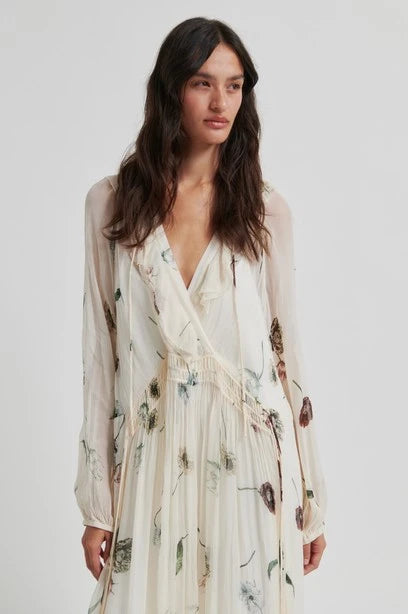 SECOND FEMALE Florala MAXI Dress: beige jurk voor dames
