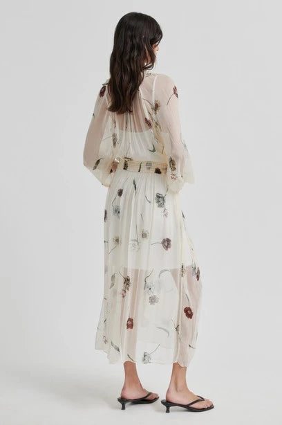 SECOND FEMALE Florala MAXI Dress: beige jurk voor dames