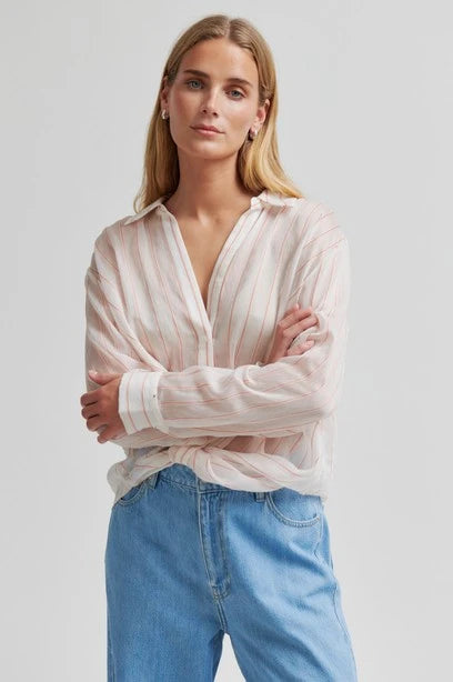 SECOND FEMALE Chevy Twist Shirt Cream PUFF: beżowy bluzka dla kobiet