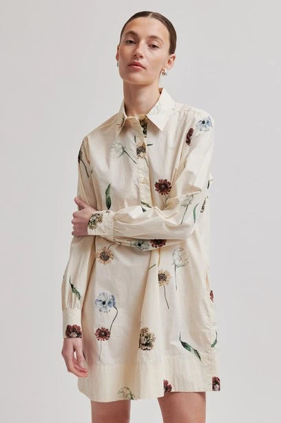 SECOND FEMALE Floco Tunic Dress: beige dress for women
