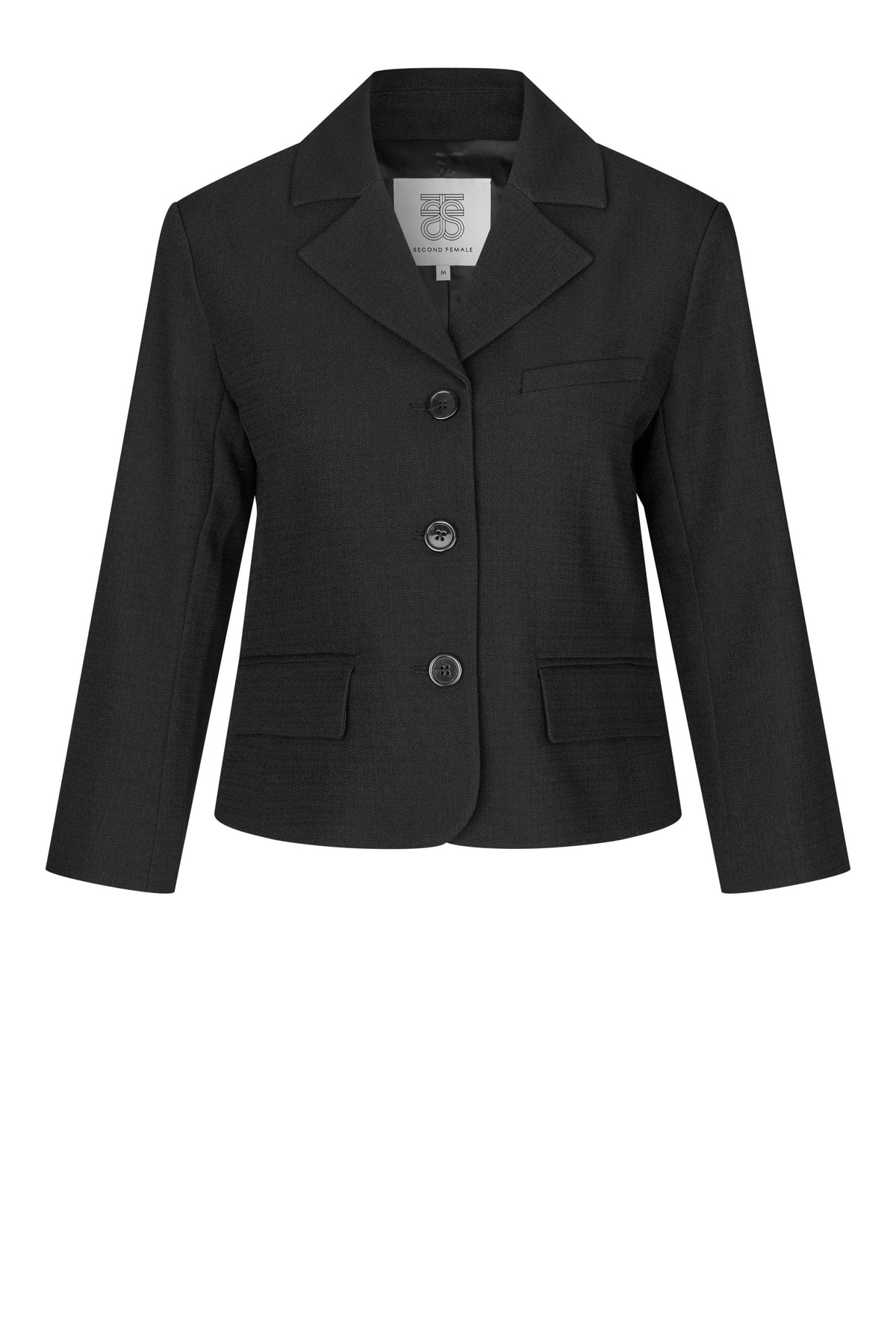 SECOND FEMALE Sella Short Blazer Black: sort jakke til kvinder