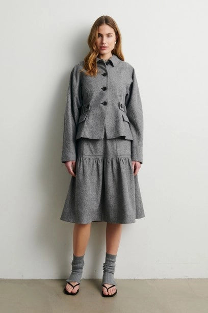 SECOND FEMALE Lydney Skirt GREY Melange: grijs jas voor dames