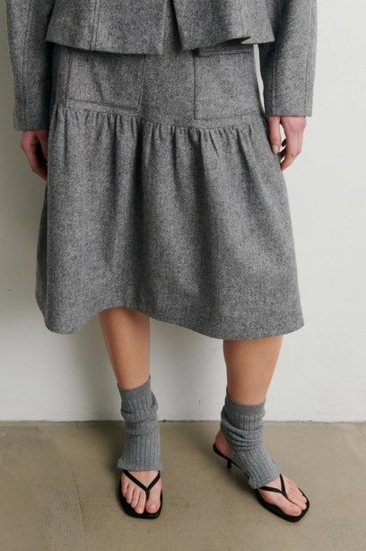 SECOND FEMALE Lydney Skirt GREY Melange: grijs jas voor dames