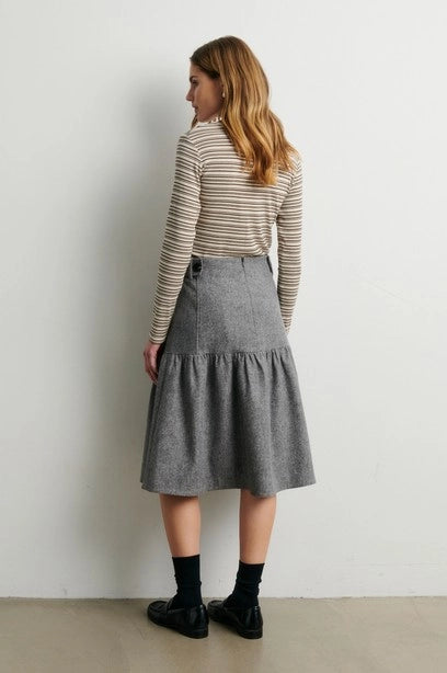 SECOND FEMALE Lydney Skirt GREY Melange: grijs jas voor dames